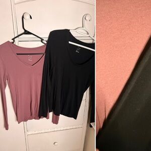 a new day Women's Long Sleeve Tops - Black and Mauve
